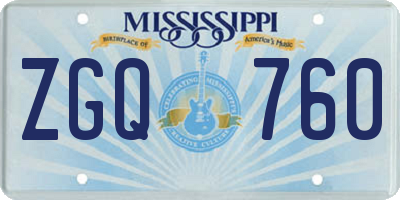 MS license plate ZGQ760
