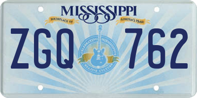 MS license plate ZGQ762