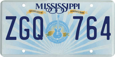 MS license plate ZGQ764