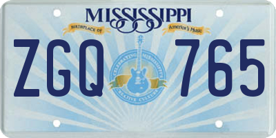 MS license plate ZGQ765