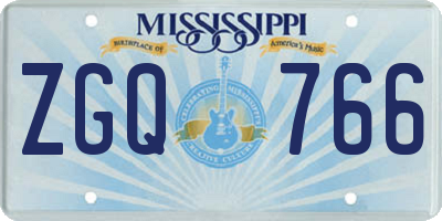 MS license plate ZGQ766