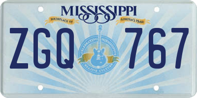 MS license plate ZGQ767