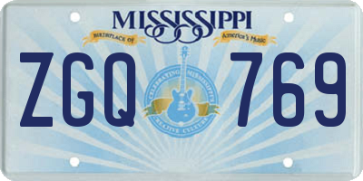 MS license plate ZGQ769