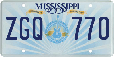 MS license plate ZGQ770