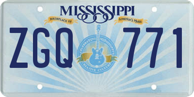 MS license plate ZGQ771