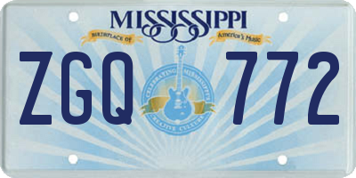 MS license plate ZGQ772