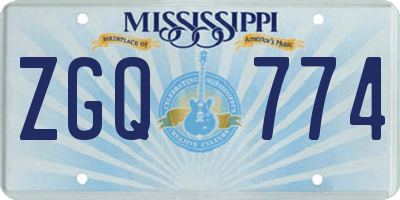 MS license plate ZGQ774