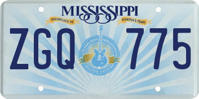 MS license plate ZGQ775