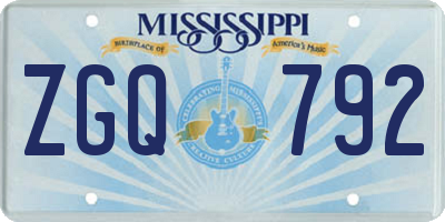 MS license plate ZGQ792