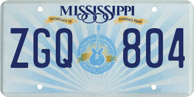 MS license plate ZGQ804