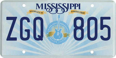 MS license plate ZGQ805