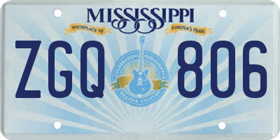 MS license plate ZGQ806