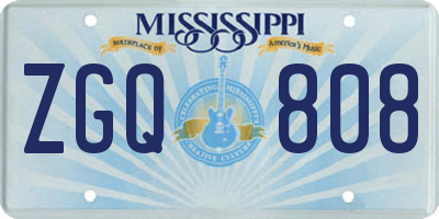 MS license plate ZGQ808