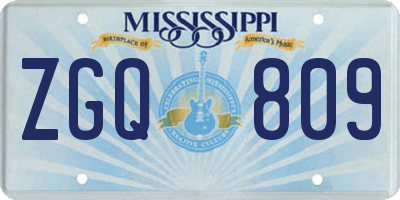 MS license plate ZGQ809