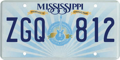MS license plate ZGQ812