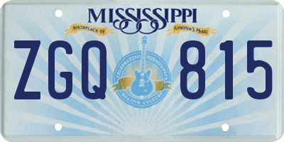 MS license plate ZGQ815