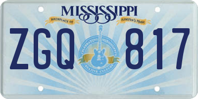 MS license plate ZGQ817