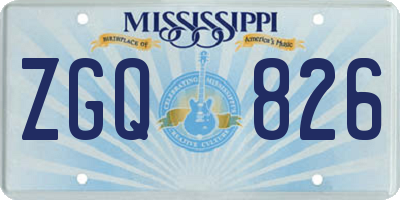 MS license plate ZGQ826