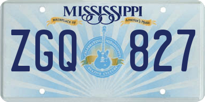 MS license plate ZGQ827