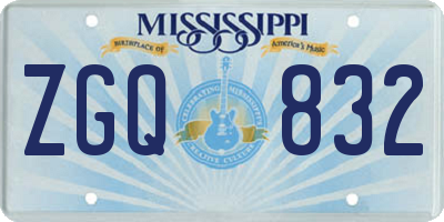 MS license plate ZGQ832