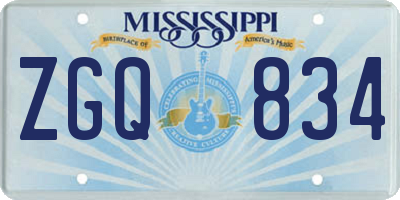 MS license plate ZGQ834