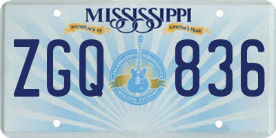 MS license plate ZGQ836