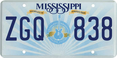 MS license plate ZGQ838
