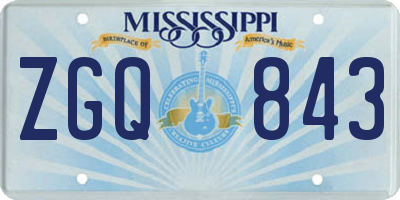 MS license plate ZGQ843