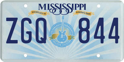 MS license plate ZGQ844