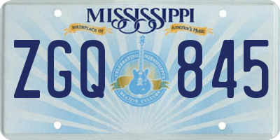 MS license plate ZGQ845