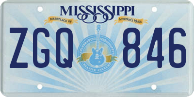 MS license plate ZGQ846