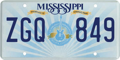 MS license plate ZGQ849