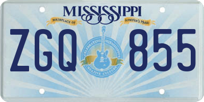MS license plate ZGQ855