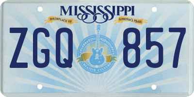 MS license plate ZGQ857