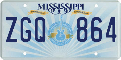 MS license plate ZGQ864