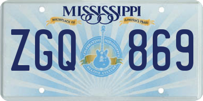 MS license plate ZGQ869