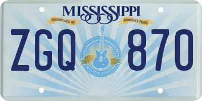 MS license plate ZGQ870