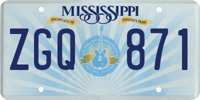 MS license plate ZGQ871