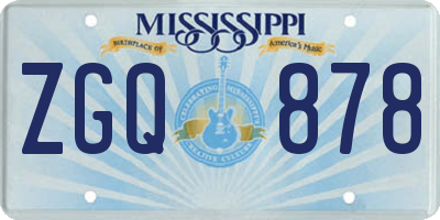 MS license plate ZGQ878