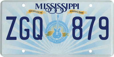 MS license plate ZGQ879