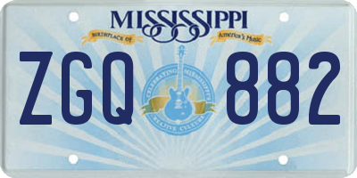 MS license plate ZGQ882