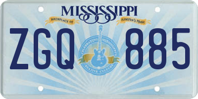 MS license plate ZGQ885