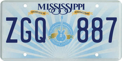MS license plate ZGQ887