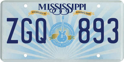 MS license plate ZGQ893