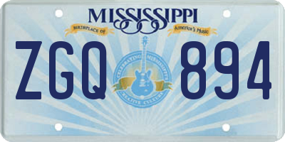 MS license plate ZGQ894