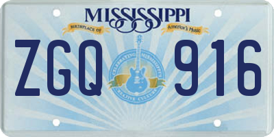 MS license plate ZGQ916