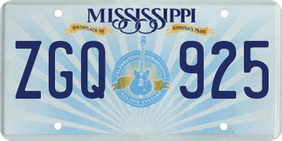 MS license plate ZGQ925