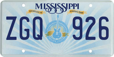 MS license plate ZGQ926