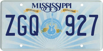 MS license plate ZGQ927