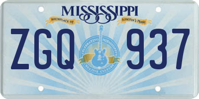MS license plate ZGQ937